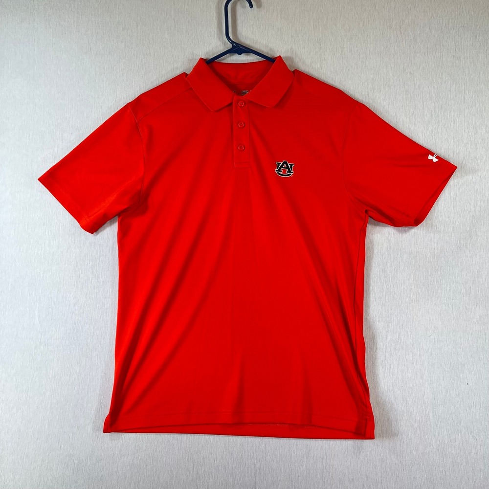 Under Armour Auburn Tigers Polo Shirt Mens Small Orange HeatGear UM0494 455
